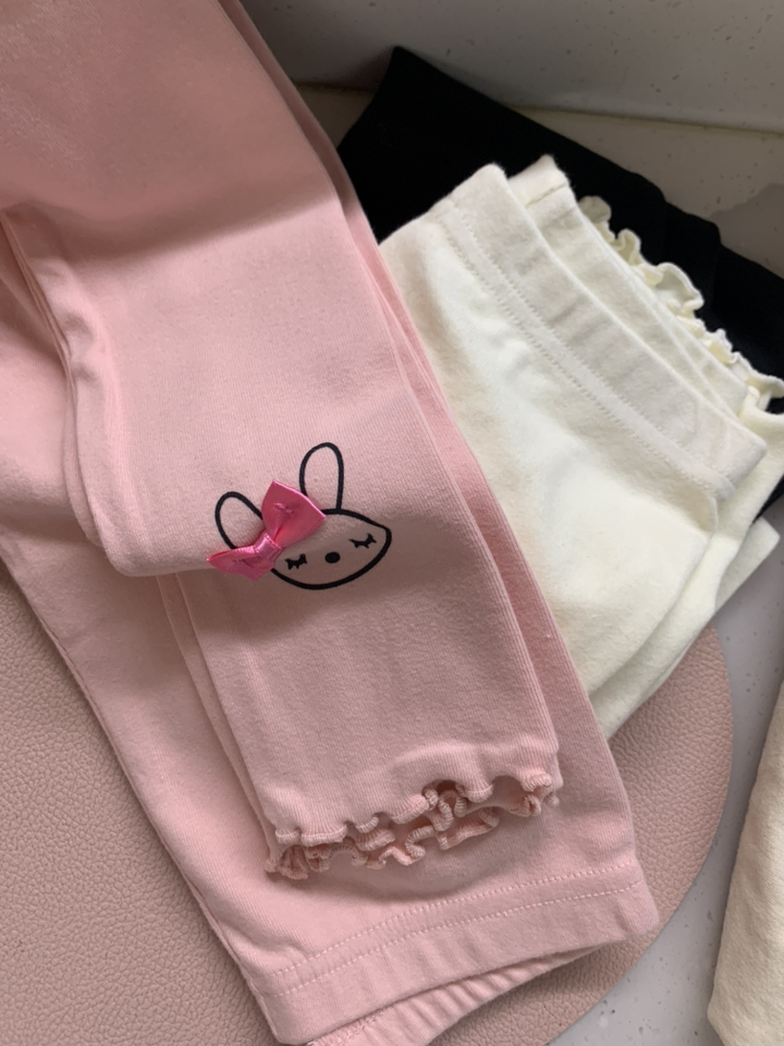 오트밀 리본토끼 레깅스/토끼레깅스/여아레깅스