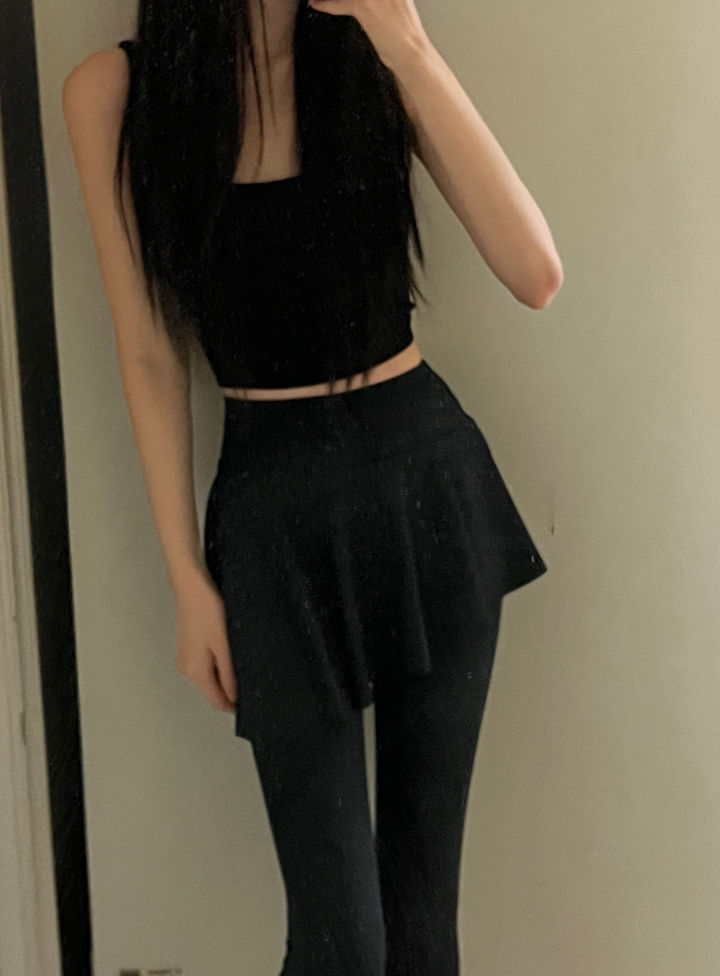 코마드 사선플레어 요가 필라테스복 치마레깅스