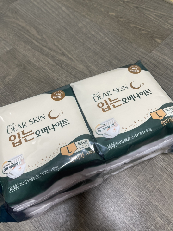디어스킨 에어엠보 입는 오버나이트 생리대 특대형 팬티형