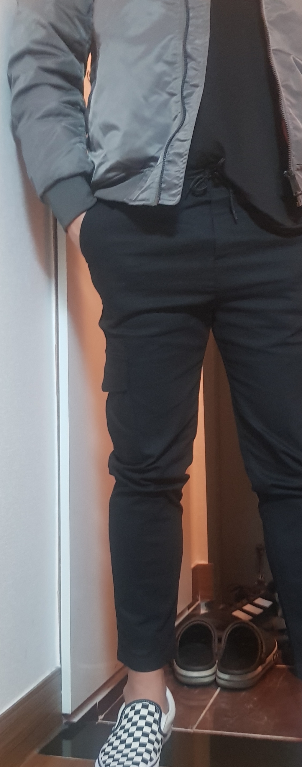 비켄드스튜디오 남성용 캐주얼 카고 슬림 일자 스판 밴딩 바지 팬츠