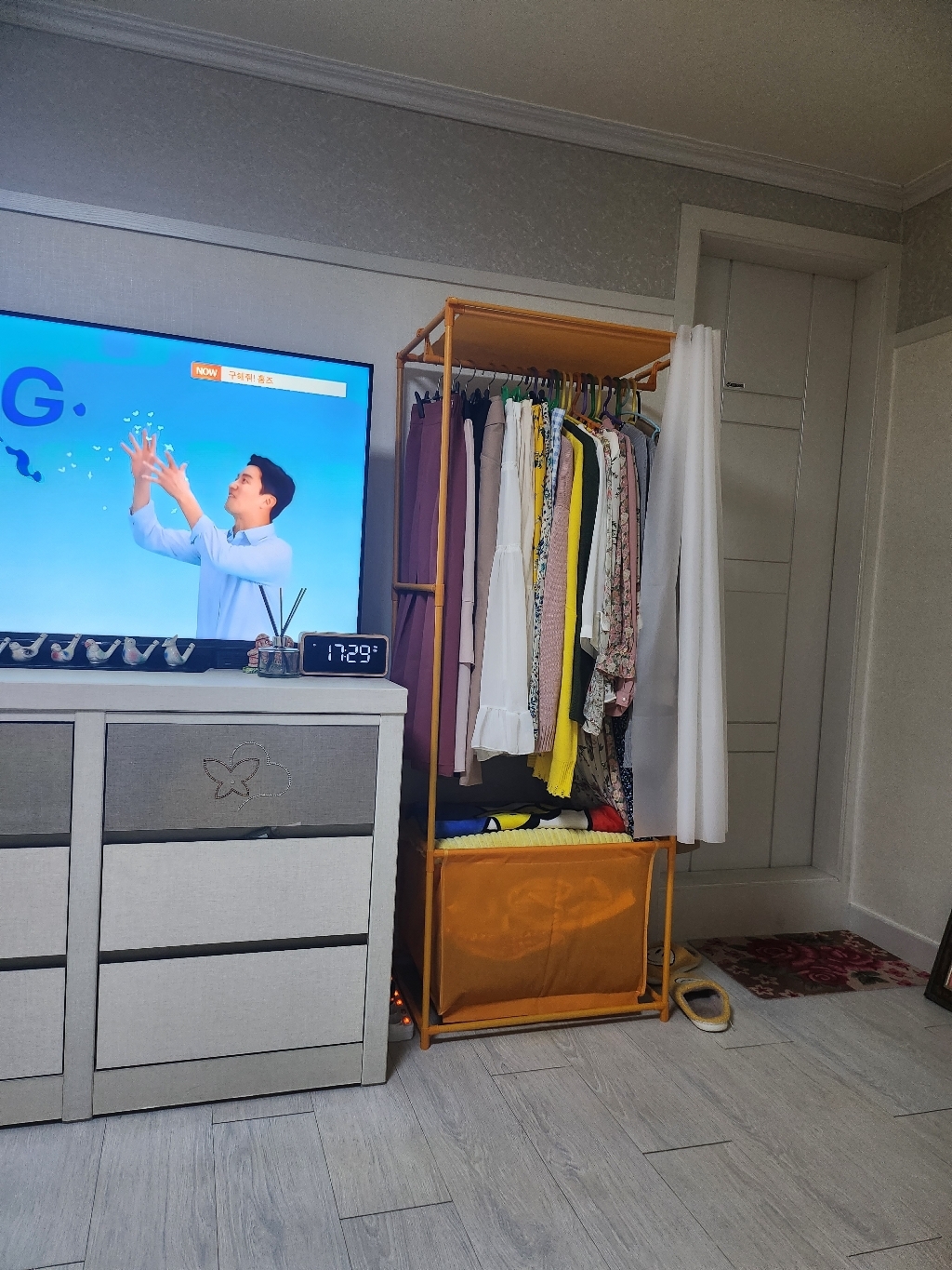 에이원스토어 조립식 수납 커튼 옷장 기본형