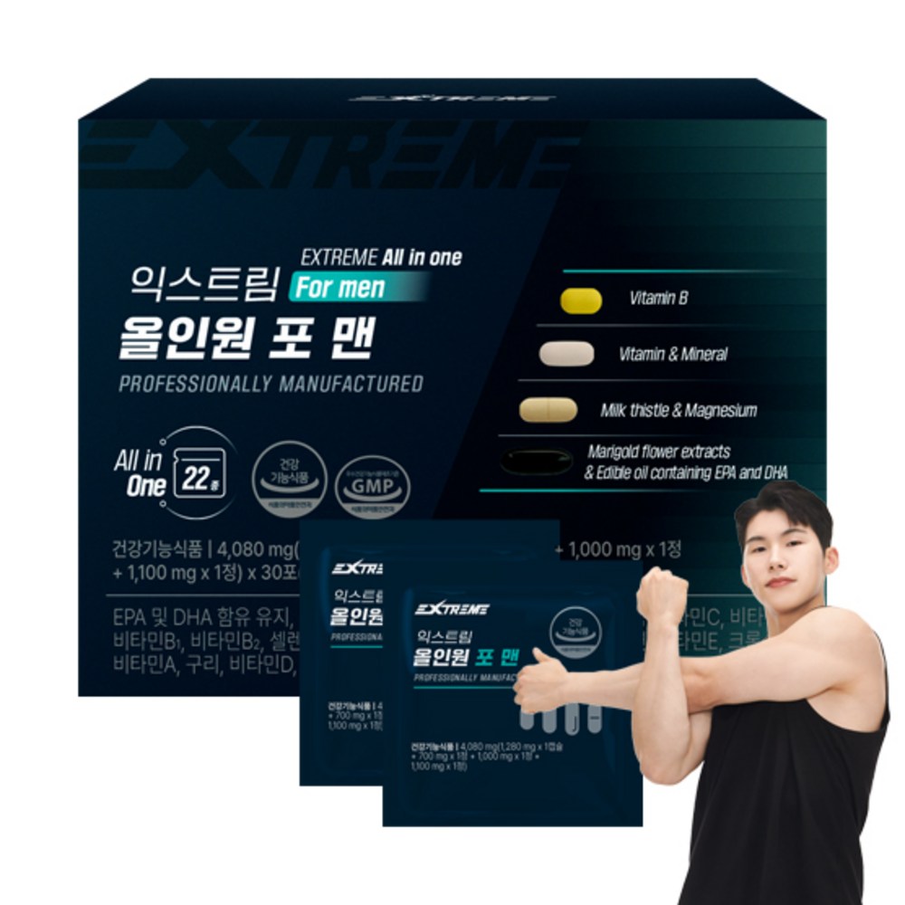 익스트림 올인원 포 맨 멀티비타민, 30회분, 1개