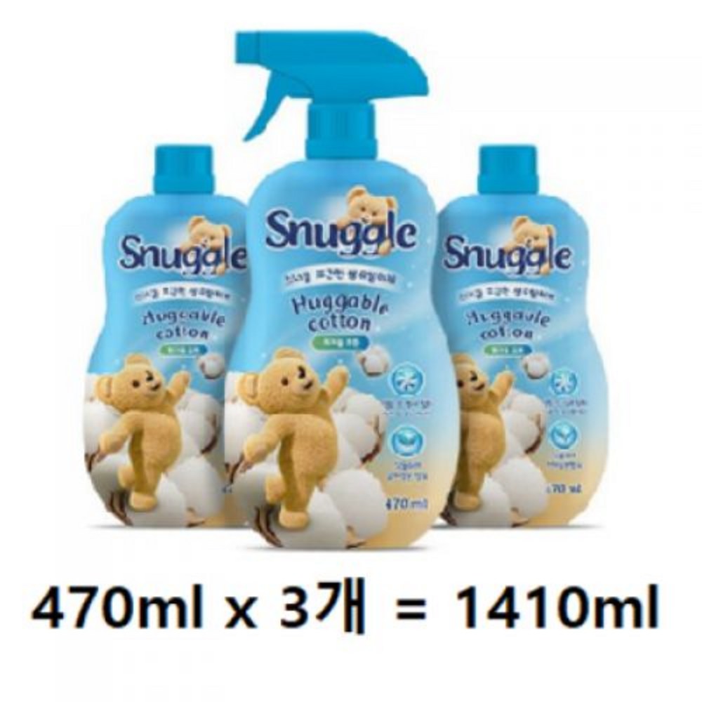 스너글 포근한 섬유탈취제 허거블 코튼 본품, 150ml, 3개