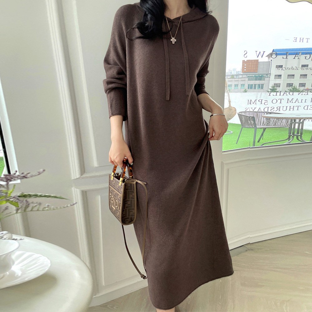 70% 할인! [루시다] 오델르 니트 후드 원피스로 따뜻하고 스타일리시한 겨울을!