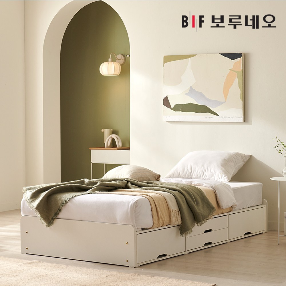 보루네오 제니아 루엣 프리미엄 무헤드 침대 프레임 슈퍼싱글 SS 퀸Q, 화이트