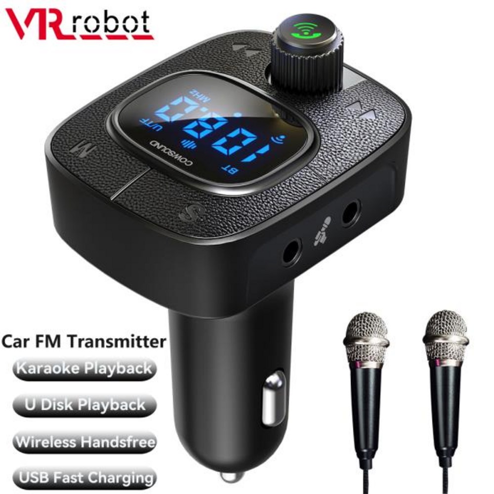 VR 로봇 노래방 자동차 FM 송신기 블루투스 5.0 MP3 플레이어 핸즈프리 무선 자동차 키트 USB 디스크 재 - 카팩/블루투스리시버 | 쿠팡