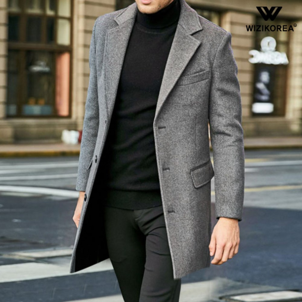 세련된 남성 스타일을 완성하는 WI001CT 모직 하프 코트