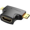 벤션 2in1 HDMI to Mini Micro HDMI 변환 젠더, AGFB0, 1개