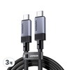 UGREEN 유그린 C타입 PD3.1 GEN3 240W 40Gbps USB4.0 고속충전 데이터 케이블 썬더볼트4 호환 8K60Hz 지원, 3개, 스페이스 그레이, 1m