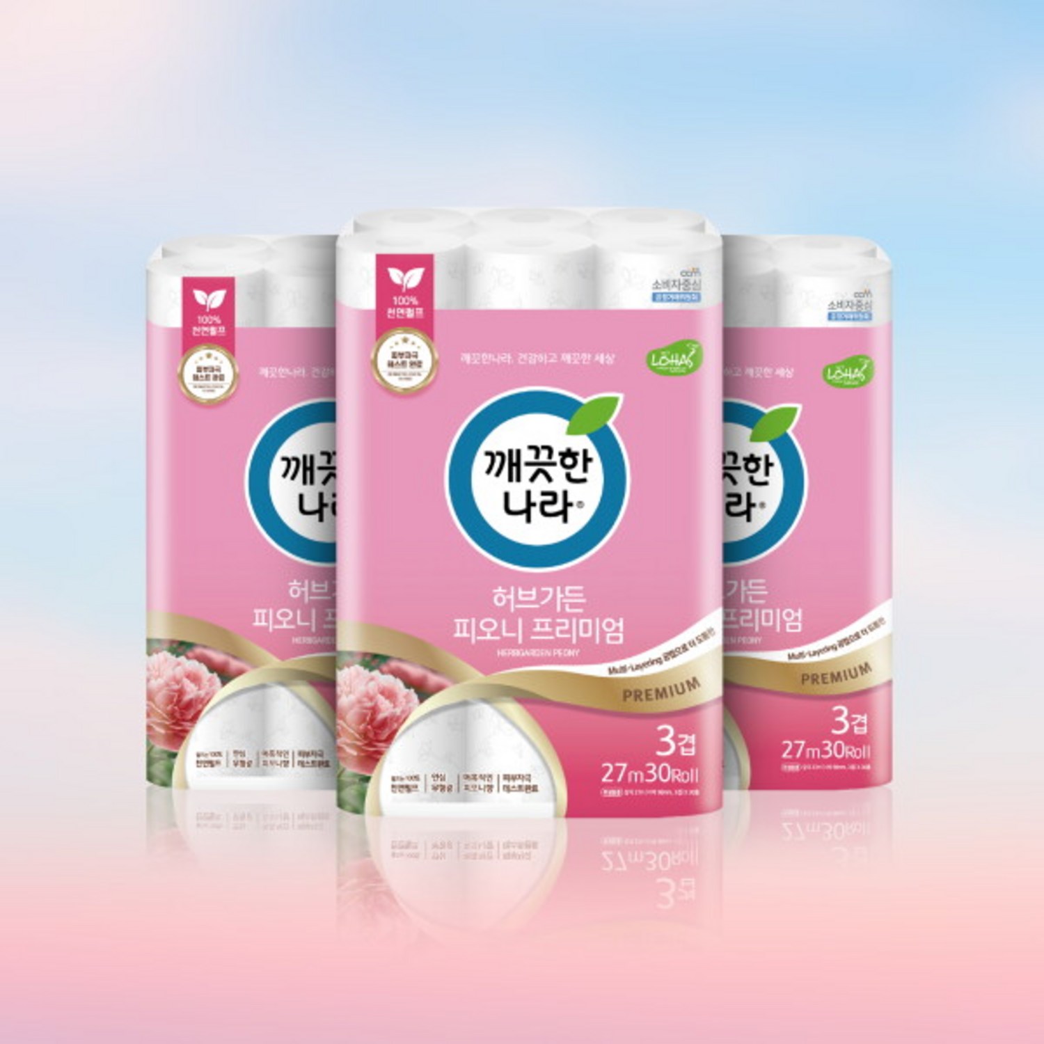 프리미엄 부드러움과 섬세한 향: 깨끗한나라 허브가든 피오니 화장지