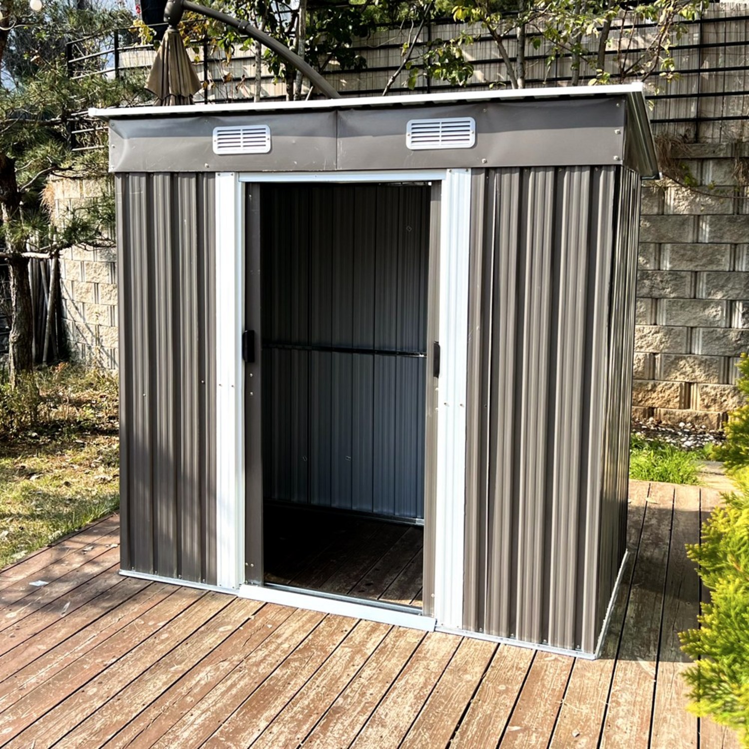 이동식 컨테이너 집 – 4×6 조립식 스틸 창고 (콜드 그레이) 농막 및 소형 storage 조립식판넬창고 이동식 컨테이너 집 – 4×6 조립식 스틸 창고 (콜드 그레이) 농막 및 소형 storage 조립식판넬창고