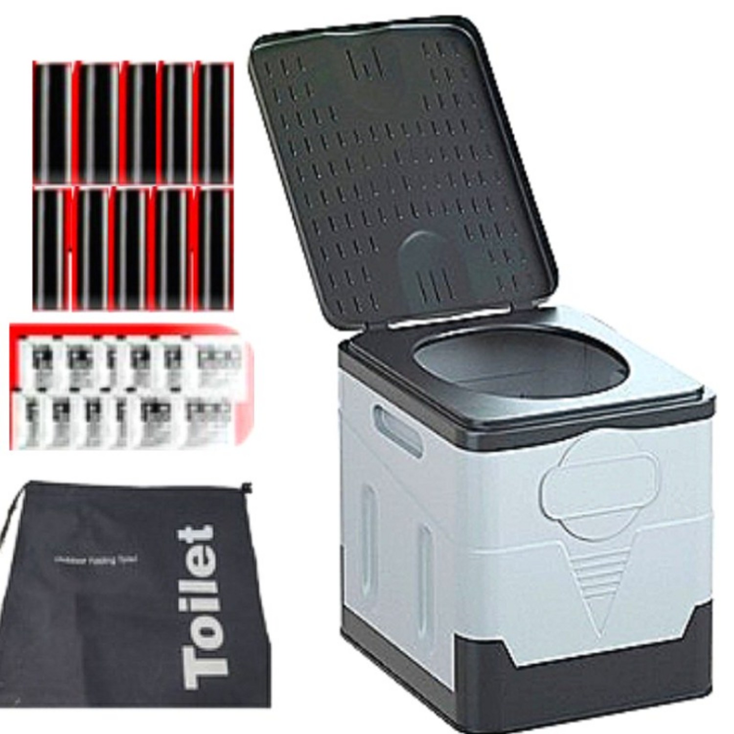 야외 활동을 위한 필수품, 변기+응고제+봉투+파우치 더배라 캠핑용 휴대용 화장실