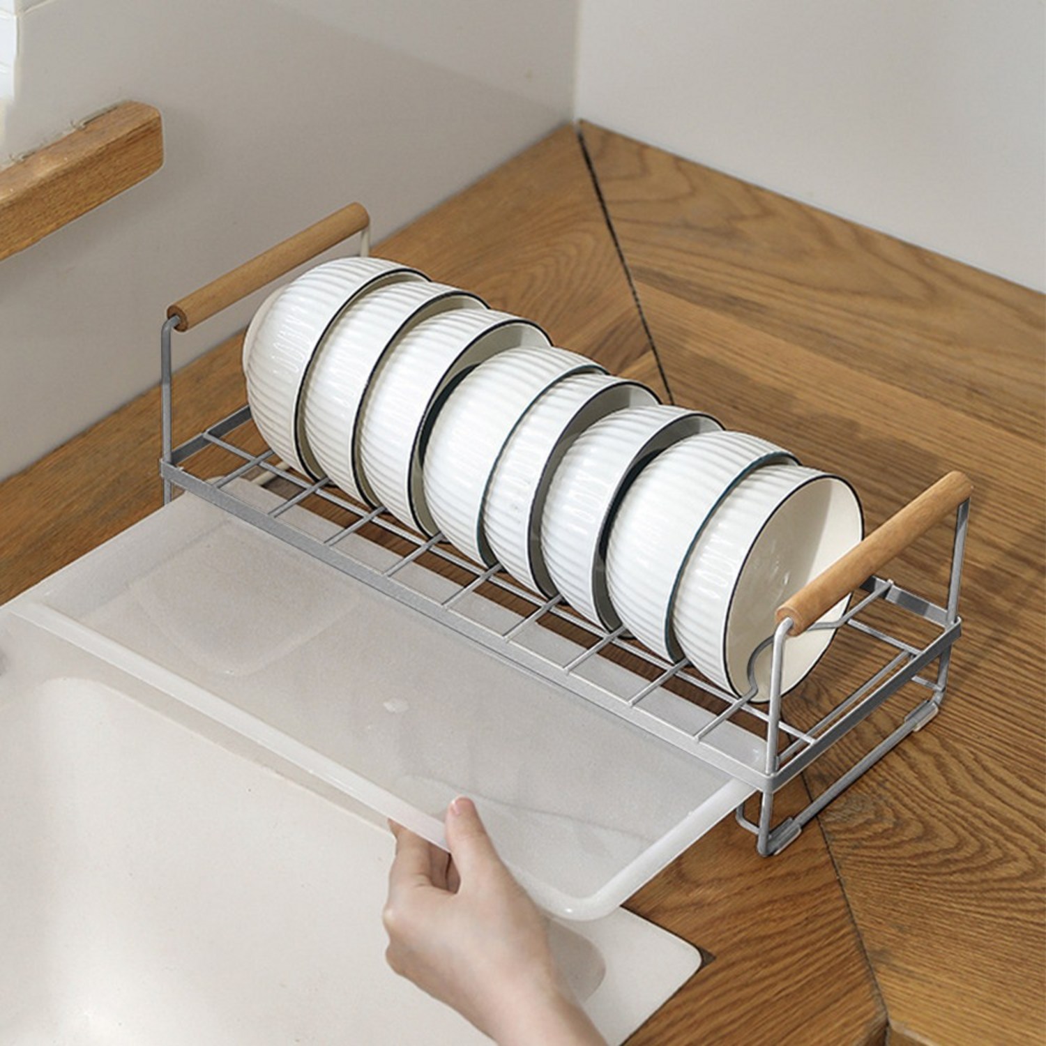 Anystar 우드핸들 접시 정리대로 주방에 디자인과 실용성을 더하세요!