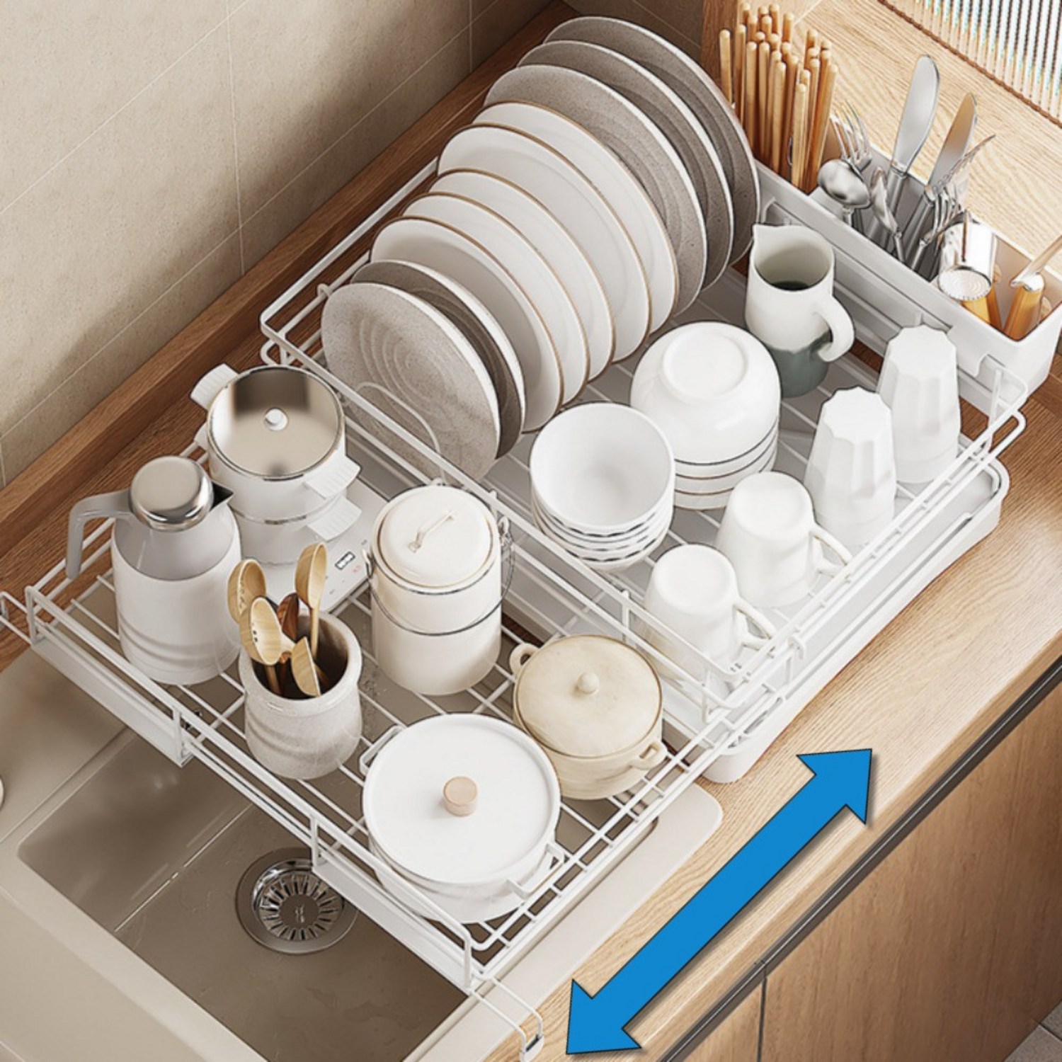 좁은 주방 공간에 펼쳐지는 마법, 앙투앙 확장형 식기 건조대