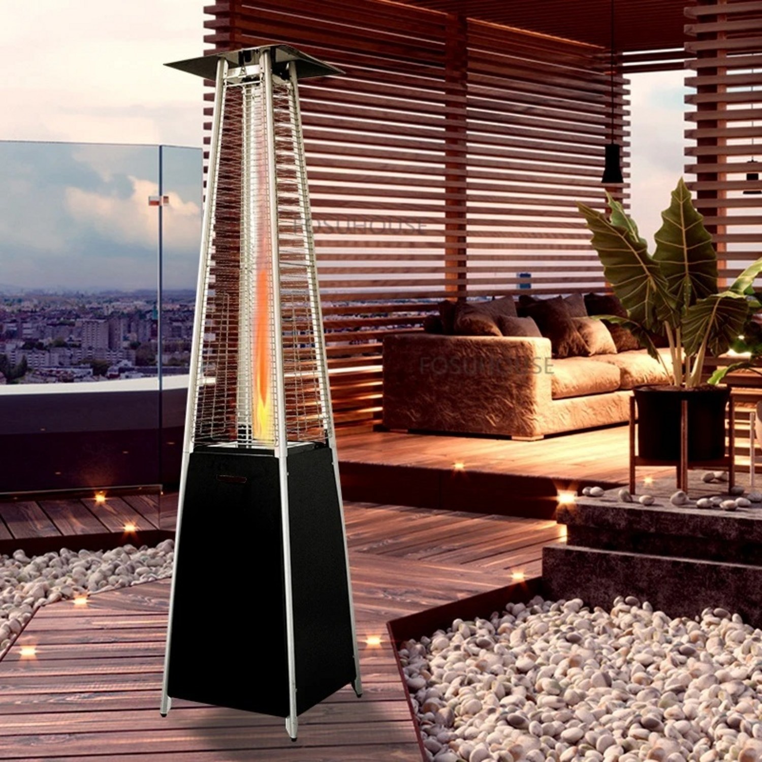 정원의 따뜻함과 아름다움을 더하는 북유럽 스타일 기계식 가스 히터