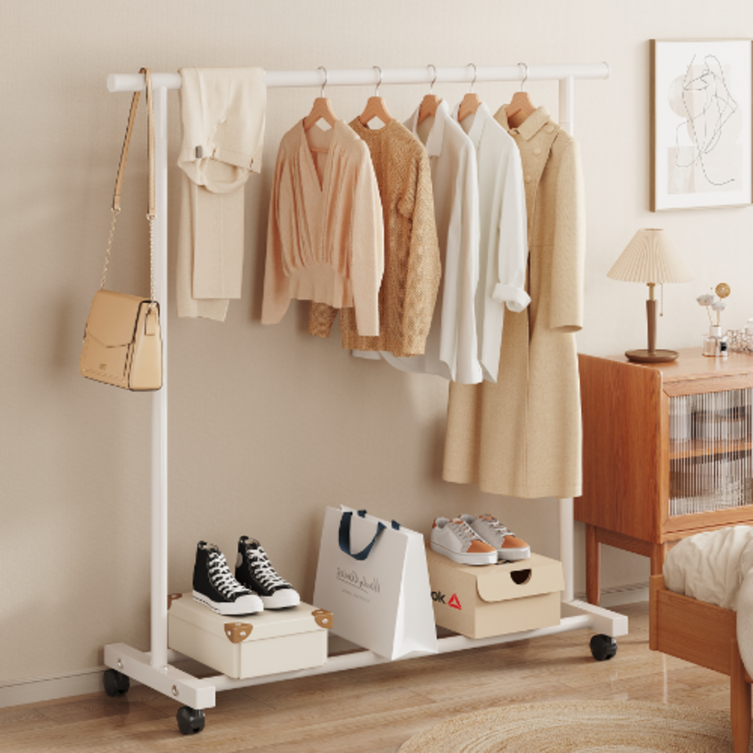 워나던 철제 스탠드 이동식 행거, 실용성과 디자인을 갖춘 완벽한 선택 옷걸이거치대