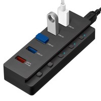 홈플래닛 5포트 USB3.0 유전원허브 HUB5P-T USB*4 + 충전*1, 블랙