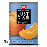 동원 저스트 노슈가 황도 슬라이스, 400g, 6개