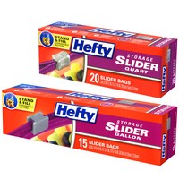 토탈하우스 세워지는 슬라이더 지퍼백 Hefty 헤프티 스탠딩 슬라이더 지퍼백 중형20매+대형15매 냉장용 헤프티지퍼백 미국마트지퍼백