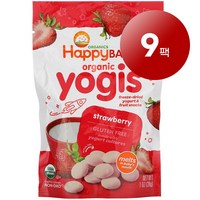 Happy Family Organics 해피 패밀리 유아용 오가닉 요기스 냉동건조 요거트 과일 스낵 딸기, 9개