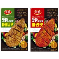 닭고기몰 하림 맛닭 닭가슴살 (바베큐맛 100g 10봉+마라맛 100g 10봉), 2세트, 0.1kg