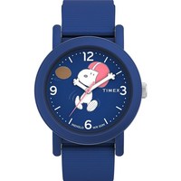 Timex 타이맥스 타임맥스 유니 피너츠 스누피 풋볼 40mm 시계 - 블루 스트랩 다이얼 케이스 블루.