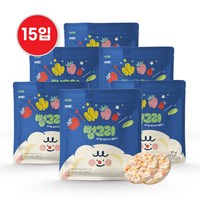 지구대장 유기농 아기 과자 간식 뻥튀기 뻥그리 쌀칩 라이스칩 쌀과자, 뻥튀기맛, 25g, 15개