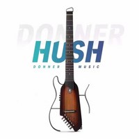 일렉기타 사일런트기타 Donner HUSH-I PRO 헤드리스 무소음 어쿠스틱 일렉트릭 기타 HUSH-X 휴대용 분리형 프레임 여행용 HUSH, 3) HUSH-I Sunburst, 1개, 3) HUSH-I Sunburst