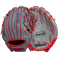 윌슨 A450 좌우 우투 야구 글러브 131615, 10.75 inch, Grey/Red/Royal, Right Hand Throw, Grey/Red/Royal