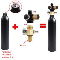 OBKEY 0.38L 0.5L 탱크밸브 조절기 출력 0-5000psi CO2 리필 페인트볼 HPA PCP 공기총 소방 스쿠버다이빙, 0.5L 세트 M18