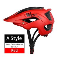 WEST BIKING 자전거 헬멧 초경량 성형 안전 캡 산악 자전거 MTB 사이클링 56-62 cm 316084, A Style Red, 1개