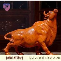 집들이 장식 재물운 금송아지 사무실 황금황소상, 화리원목 조각길이 25cm