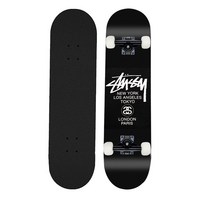 스케이트 보드 입문용 초보용 어린이 롱보드 4륜, 블랙 Stussy-Hengdi PU 휠