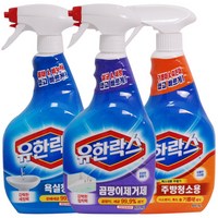 유한락스 욕실청소+주방청소+곰팡이제거제 600ml 스프레이, 3개