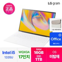 LG전자 2023 최신 그램 17인치 i5-13세대 16GB 256GB, 17ZD90RU-GX56K, Free DOS, 1TB, 코어i5, 화이트