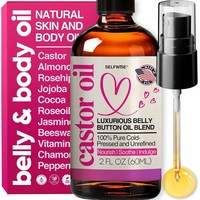 Castor Oil for Belly Button and Body Oil - Infused with Rosehip Jojoba Almond Rose Jasmine Cham, 1개