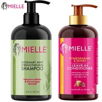 1+1 Mielle 355ml 샴푸 +355ml 린스 유기농 석류와 꿀 보습 롤업 베이스 페인트와 주름 제거제 손상 복구 웨이브 방지, 2개