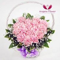 [엔젤스플라워] 전국당일예약배송 카네이션 꽃배달 어버이날 스승의날, C13_고급형_핑크하트 카네이션 바구니, 1개