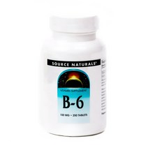 소스내츄럴스 비타민 B-6 100mg 타블렛 글루텐 프리 무설탕, 250개입, 1개, 250정