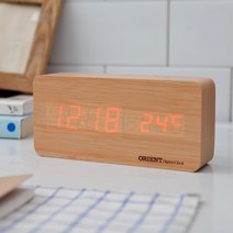 오리엔트 OT1550WD 온도 날짜표시 우드형 인테리어 디지털탁상시계