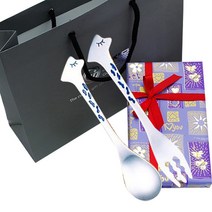 고집몰 어린이 은수저 은포크 세트 기린, 혼합 색상, 1세트, 은수저 1p + 은포크 1p + 포장박스 1p + 쇼핑백 1p + 보증서 1p