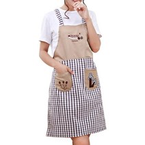 코림 심플 앞치마, 보라 체크, 1개