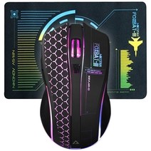 아마겟돈 충전식 게이밍 무선마우스 FoxbatIII + 마우스패드 세트, 마우스(KEVLAR-13), 마우스패드(혼합색상)
