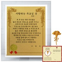 럭키심볼 크리스탈 감사패 8G 사랑하는 부모님상 + 24K골드 카네이션 전자파 스티커