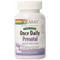 솔라레이 원스 데일리 산전 멀티-비타민 베지테리안 캡슐, 90개입, 1개