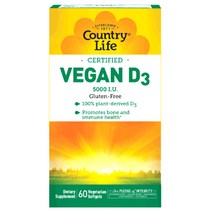 Country Life 비건 D3 5000IU 소프트젤, 60개입, 1개