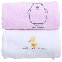 베베원 무형광 순면 목욕타올 세트, 오리 화이트 , 곰돌이 핑크, 1세트