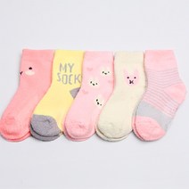 위삭스앤파파맘 아동용 J핑키수면 중목 양말 5결레