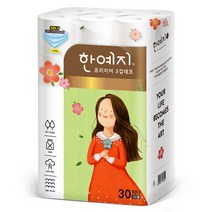 한예지 프리미어 3겹데코 롤화장지 천연펄프 30 m 랜덤발송, 30롤, 1팩