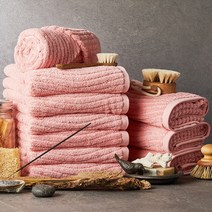소프트터치 웨이브 호텔수건 190g 40수 코마사 40 x 90 cm, 베이비핑크, 10개